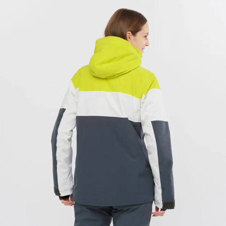 Jaquetas De Esqui Salomon Slalom Insulated Hoodie Feminino Verdes Branco Pretas | PT N17903